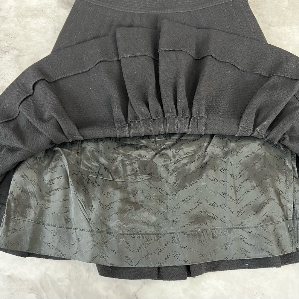 Fendi Italy‎ Wool Black Pencil Tulip Skirt Size 38 Fits Like Small S - Picture 6 of 11